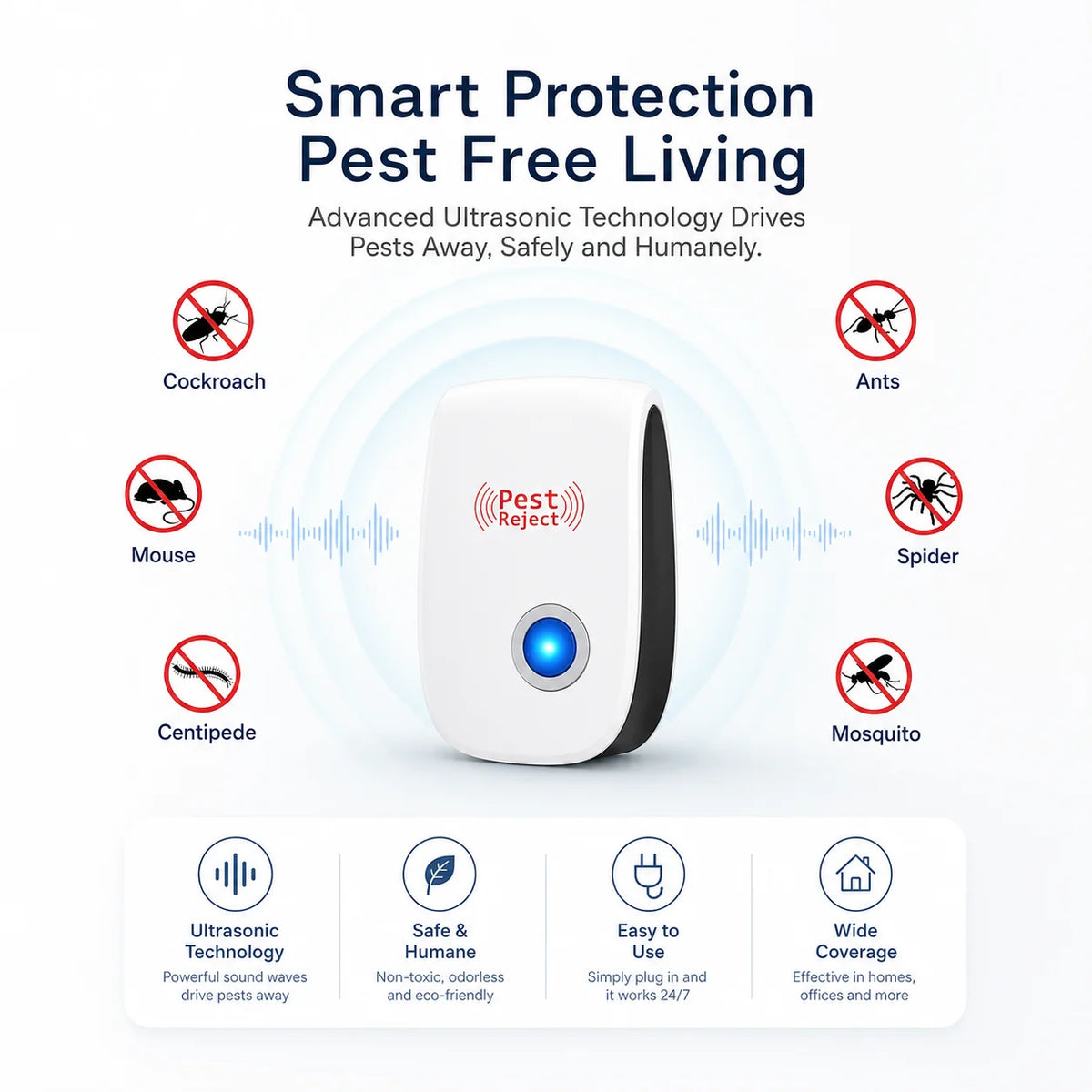 Pest Reject™ – Powerful Ultrasonic Pest Repeller (Buy 1 Get 1 Free)