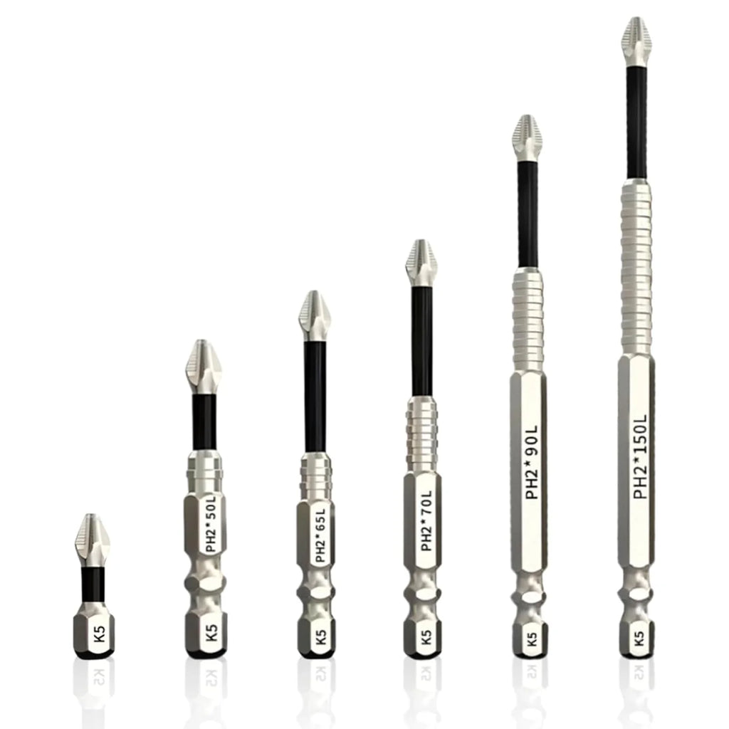 6 Pcs Magnetic Screwdriver Bit Set Electric Drill Screwdrivers Bits Heavy Duty Alloy
