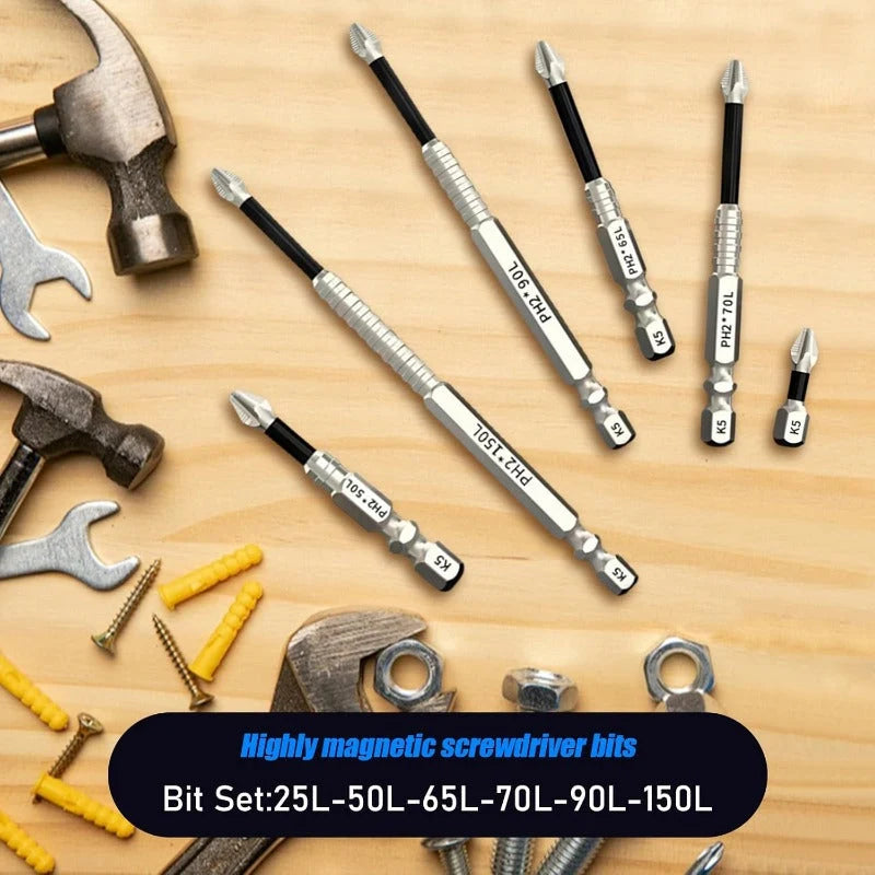 6 Pcs Magnetic Screwdriver Bit Set Electric Drill Screwdrivers Bits Heavy Duty Alloy
