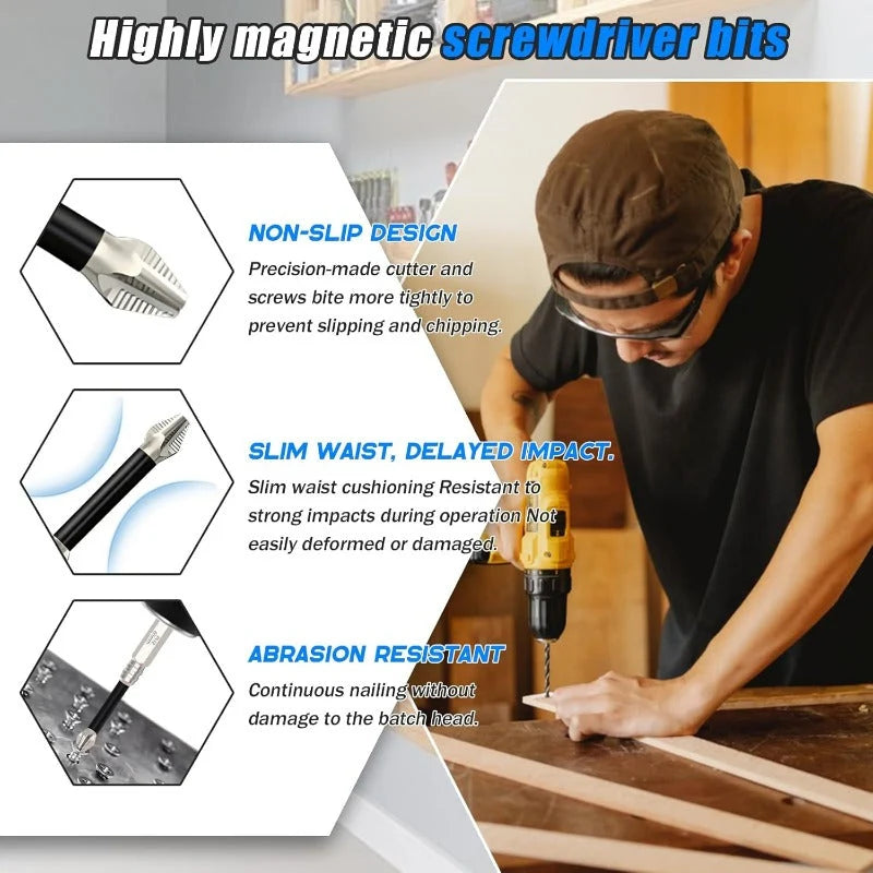 6 Pcs Magnetic Screwdriver Bit Set Electric Drill Screwdrivers Bits Heavy Duty Alloy