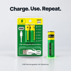 USB-C Rechargeable AA Batteries (Pack of 2) – Charge, Use, Repeat