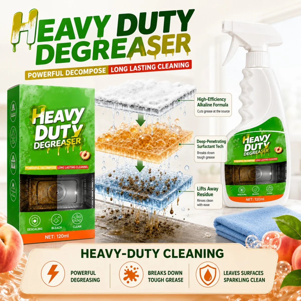 🧽 Heavy-Duty Grease Cleaning Spray – Cut Through Tough Grease Without Endless Scrubbing | Pack Of 2