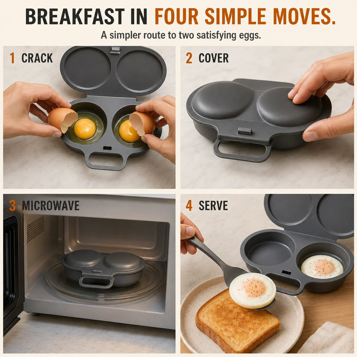2‑Pack Easy‑To‑Clean Microwave Omelette Maker, Multifunctional Egg Poacher 🍳