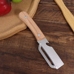 Multi-Functional Vegetable Peeler with Wooden Handle and Bottle Opener Stainless Steel Kitchen Peeler Peeling Tool