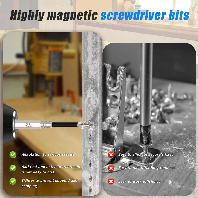 6 Pcs Magnetic Screwdriver Bit Set Electric Drill Screwdrivers Bits Heavy Duty Alloy