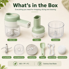 4-in-1 Manual Electric Vegetable Cutter Set Multifunction Cordless Food Processor