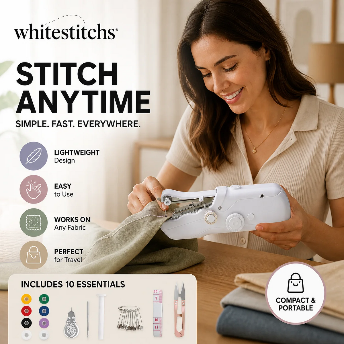 🧵 Mini Electric Sewing Machine – Lightweight, Portable & Easy to Use! ✨ Main image