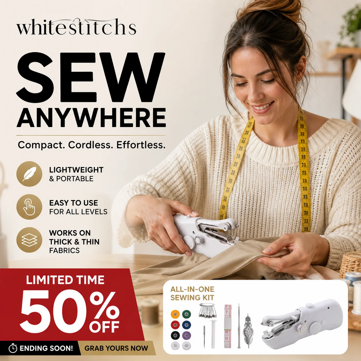 🧵 Mini Electric Sewing Machine – Lightweight, Portable & Easy to Use! ✨