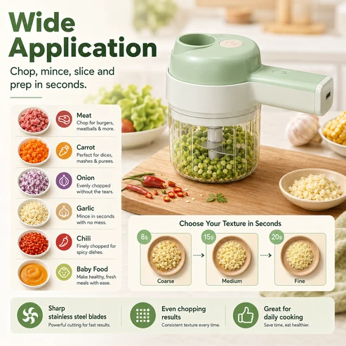 4-in-1 Manual Electric Vegetable Cutter Set Multifunction Cordless Food Processor