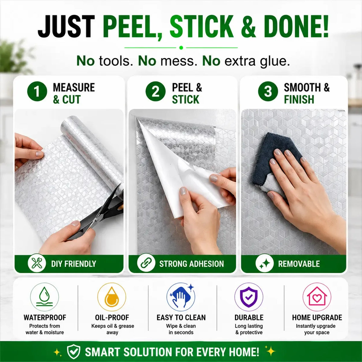 Premium Oil-Proof Waterproof Kitchen Sticker Roll | 5 Powerful Benefits in 1 Cover | Buy 1 Get 1 Free
