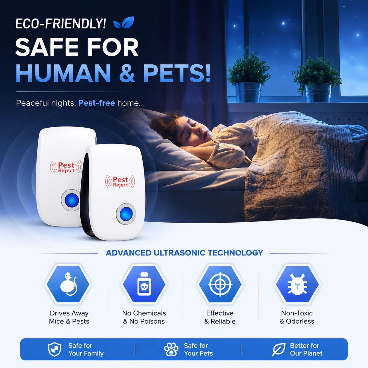 Pest Reject™ – Powerful Ultrasonic Pest Repeller (Buy 1 Get 1 Free)